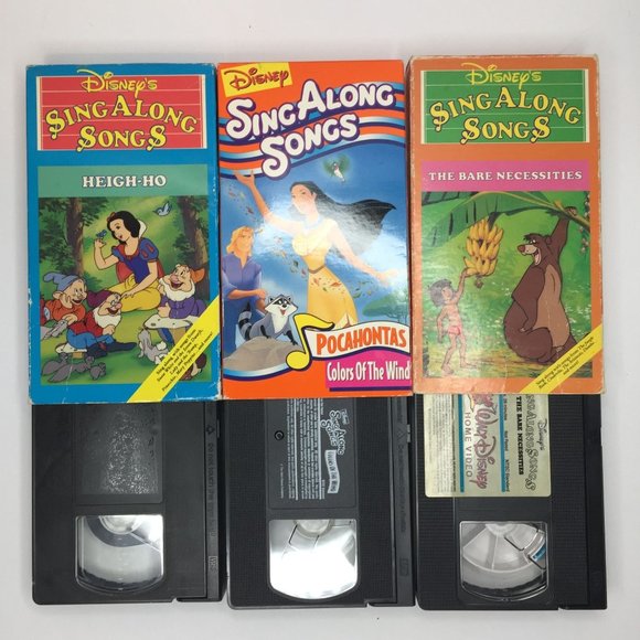 Vintage Set 6 Disney's Sing Along Songs VHS Be Guest Bare Necessities Christmas - Picture 3 of 14